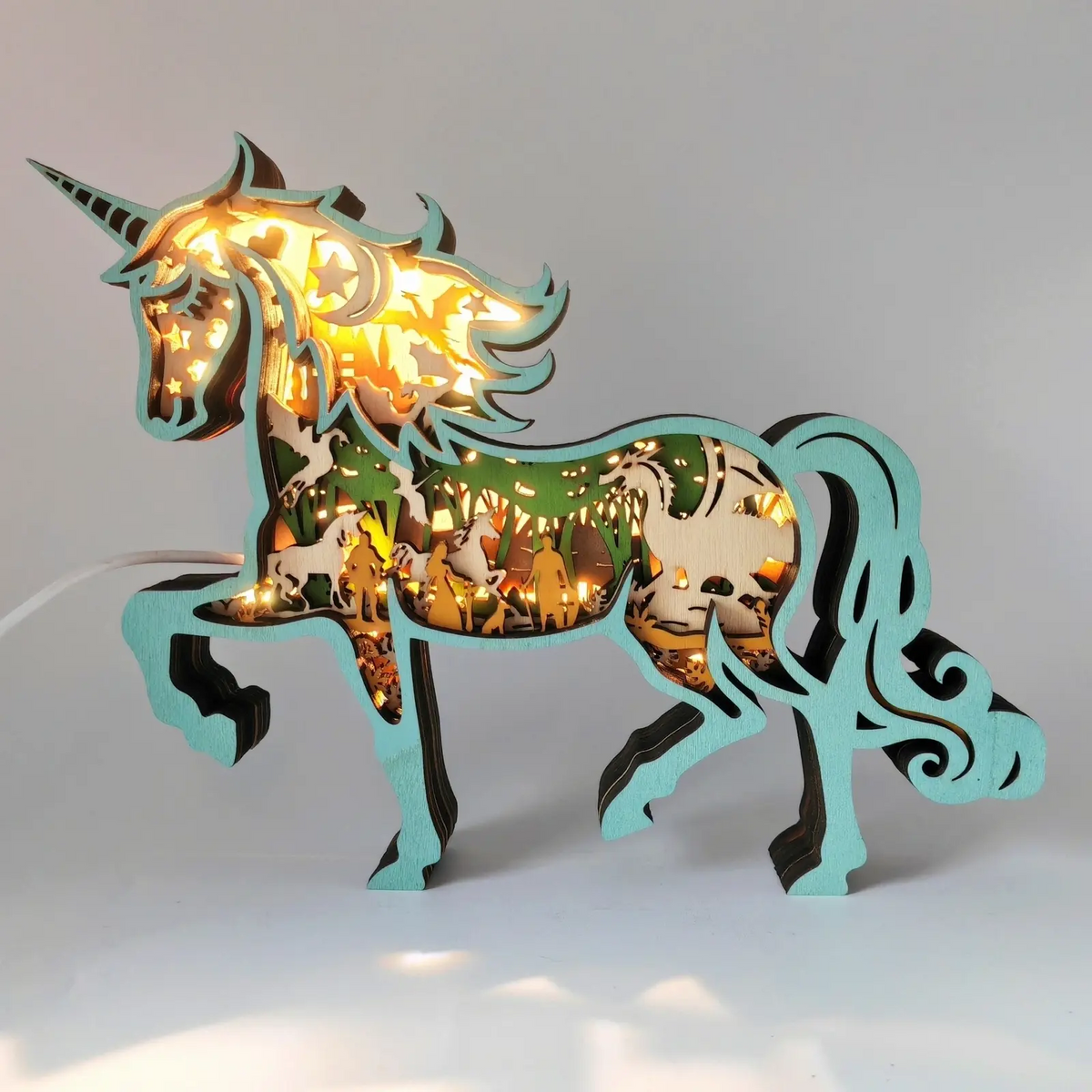 Lampe licorne en bois - USB