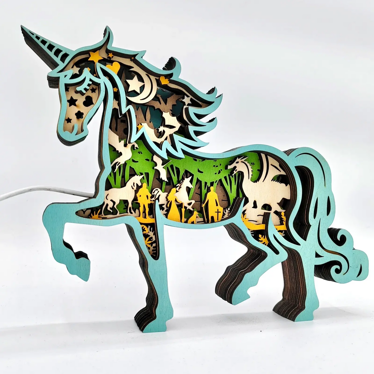 Lampe licorne en bois - USB