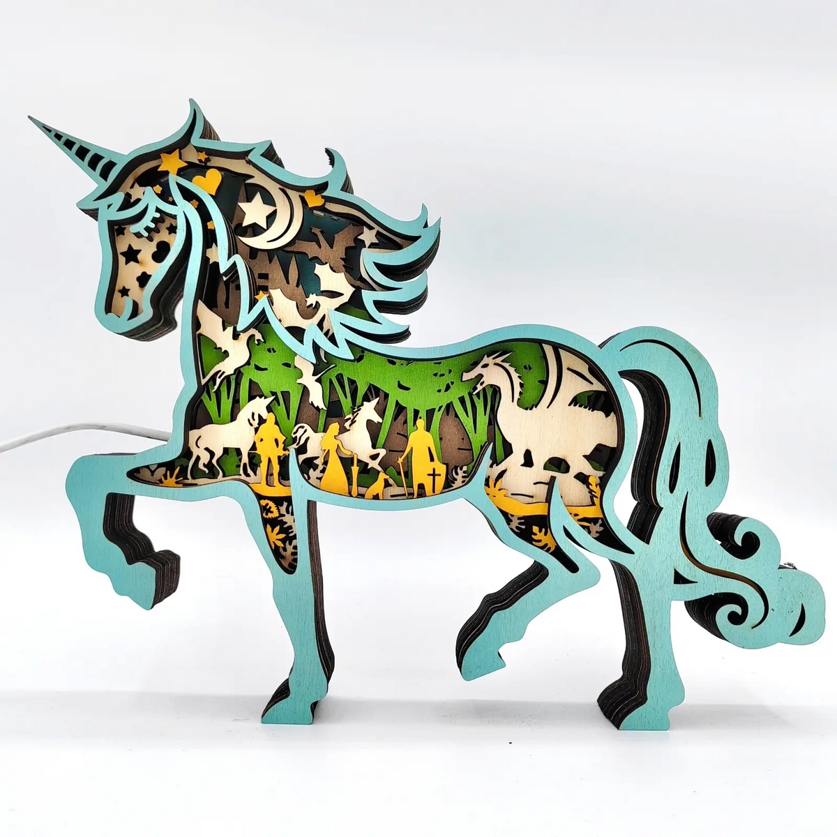 Lampe licorne en bois - USB