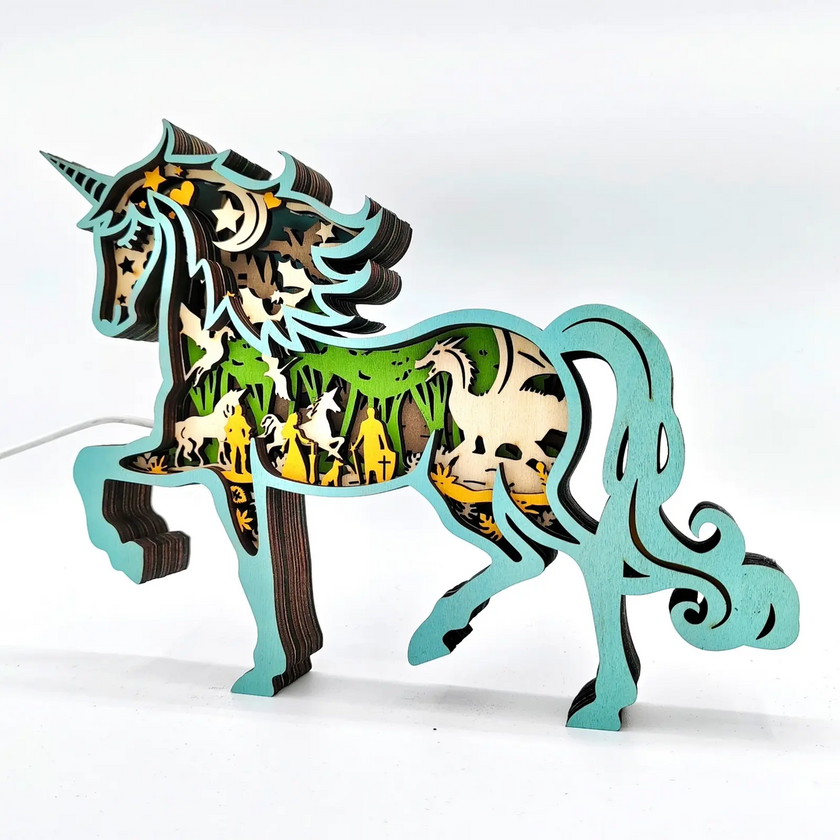 Lampe licorne en bois - USB