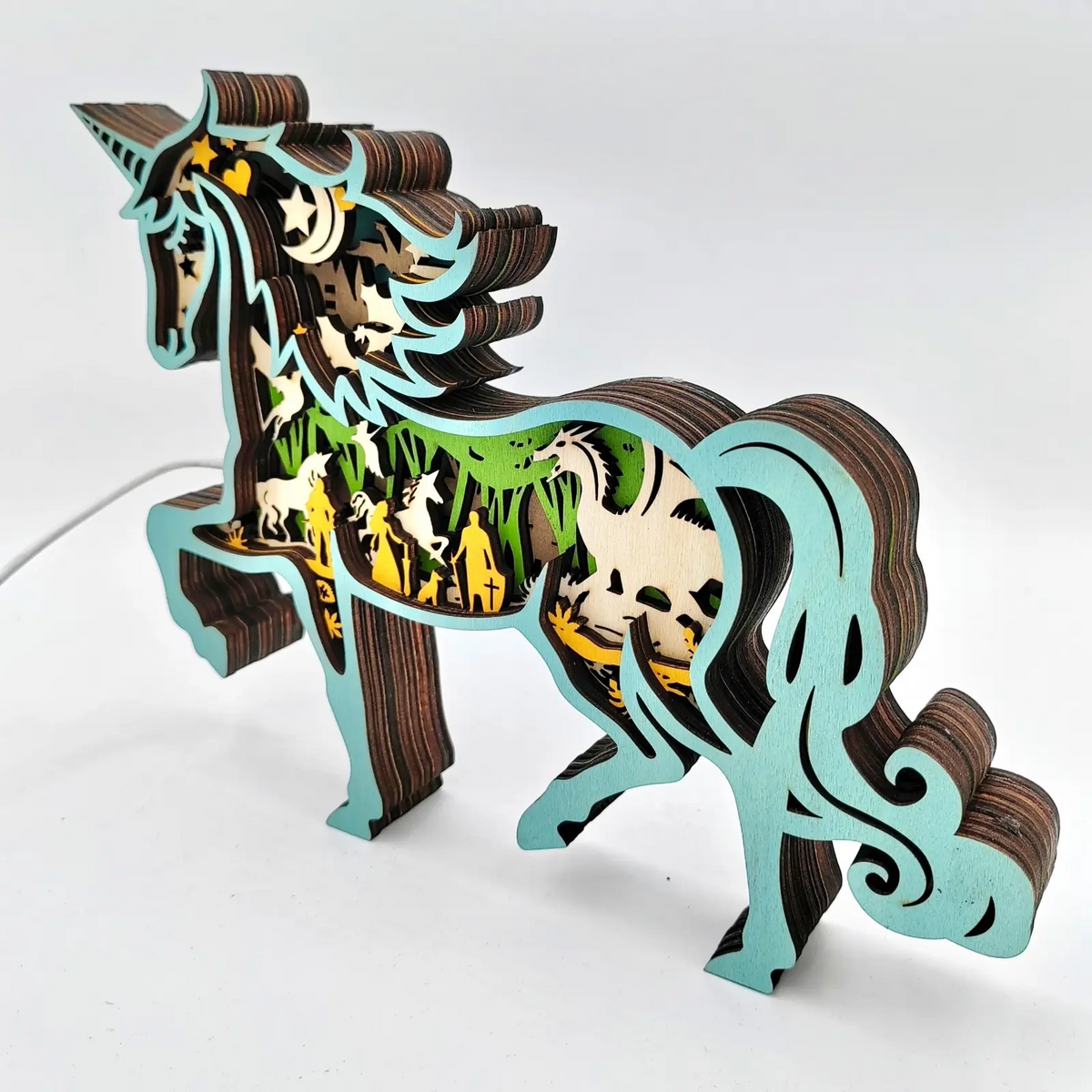 Lampe licorne en bois - USB