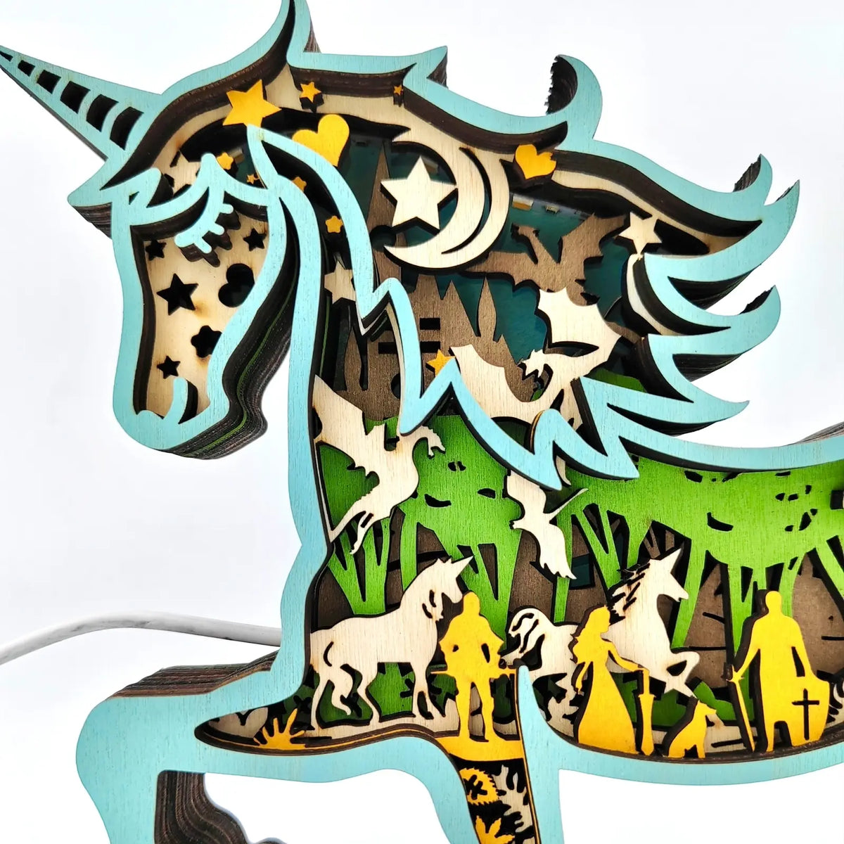 Lampe licorne en bois - USB