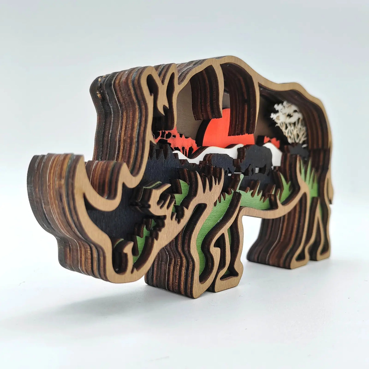 Sculpture rhinocéros en bois
