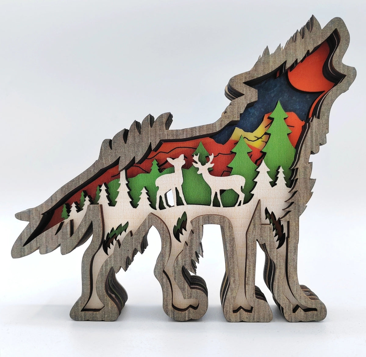 Sculpture petit loup en bois