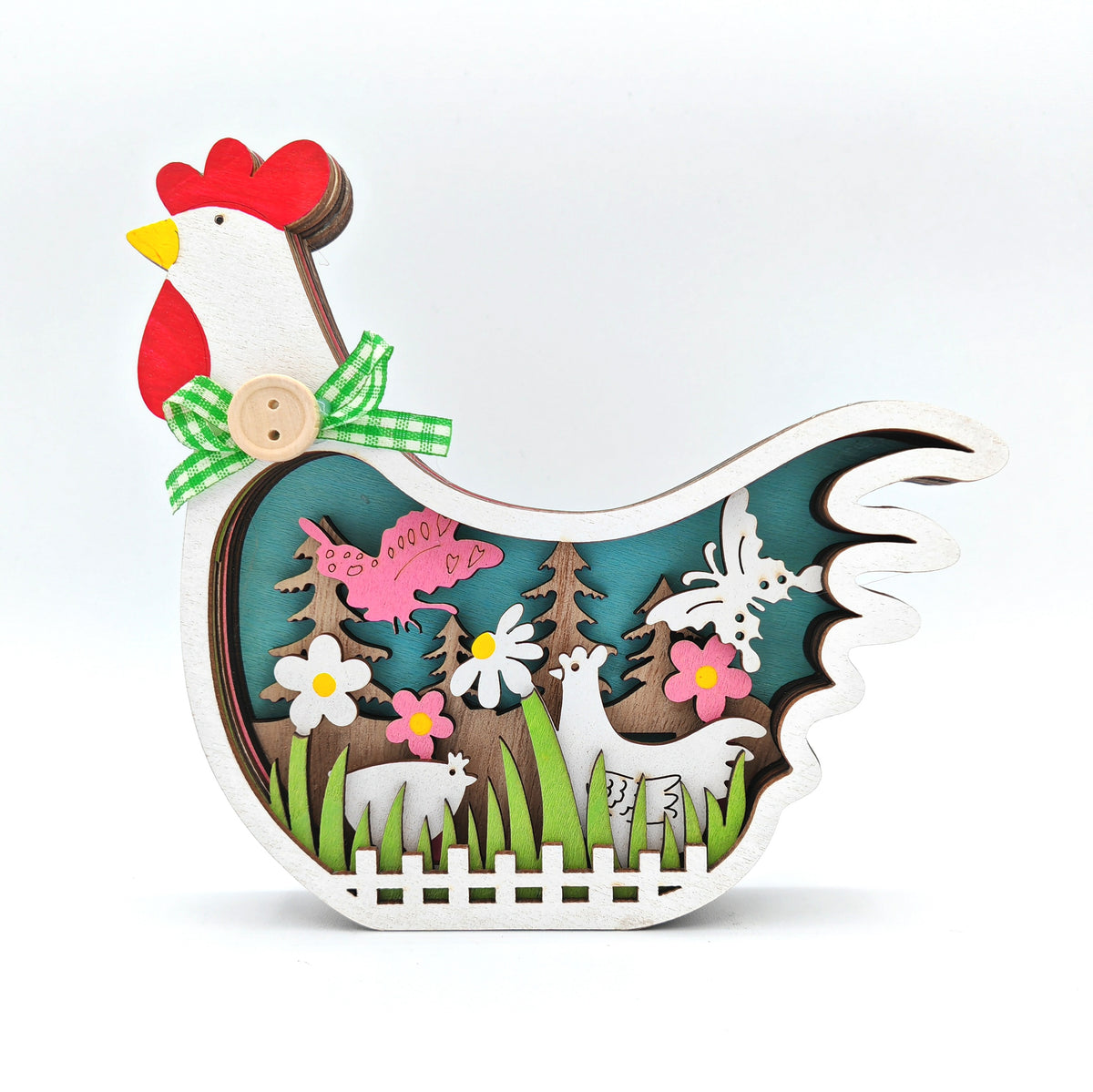 Sculpture poule de Pâques en bois
