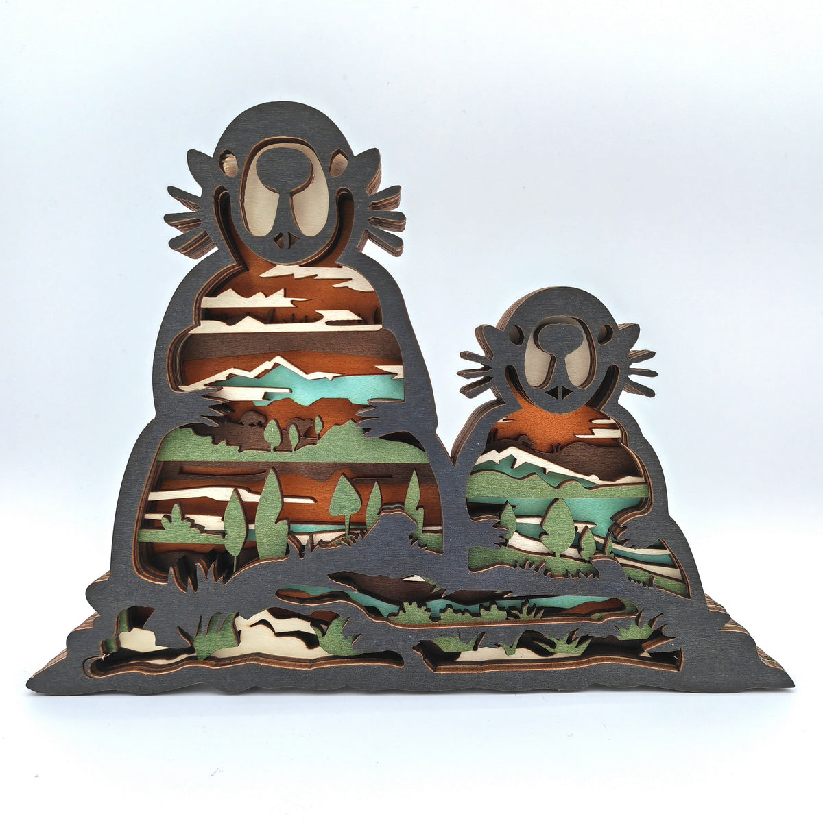 Sculpture marmottes en bois