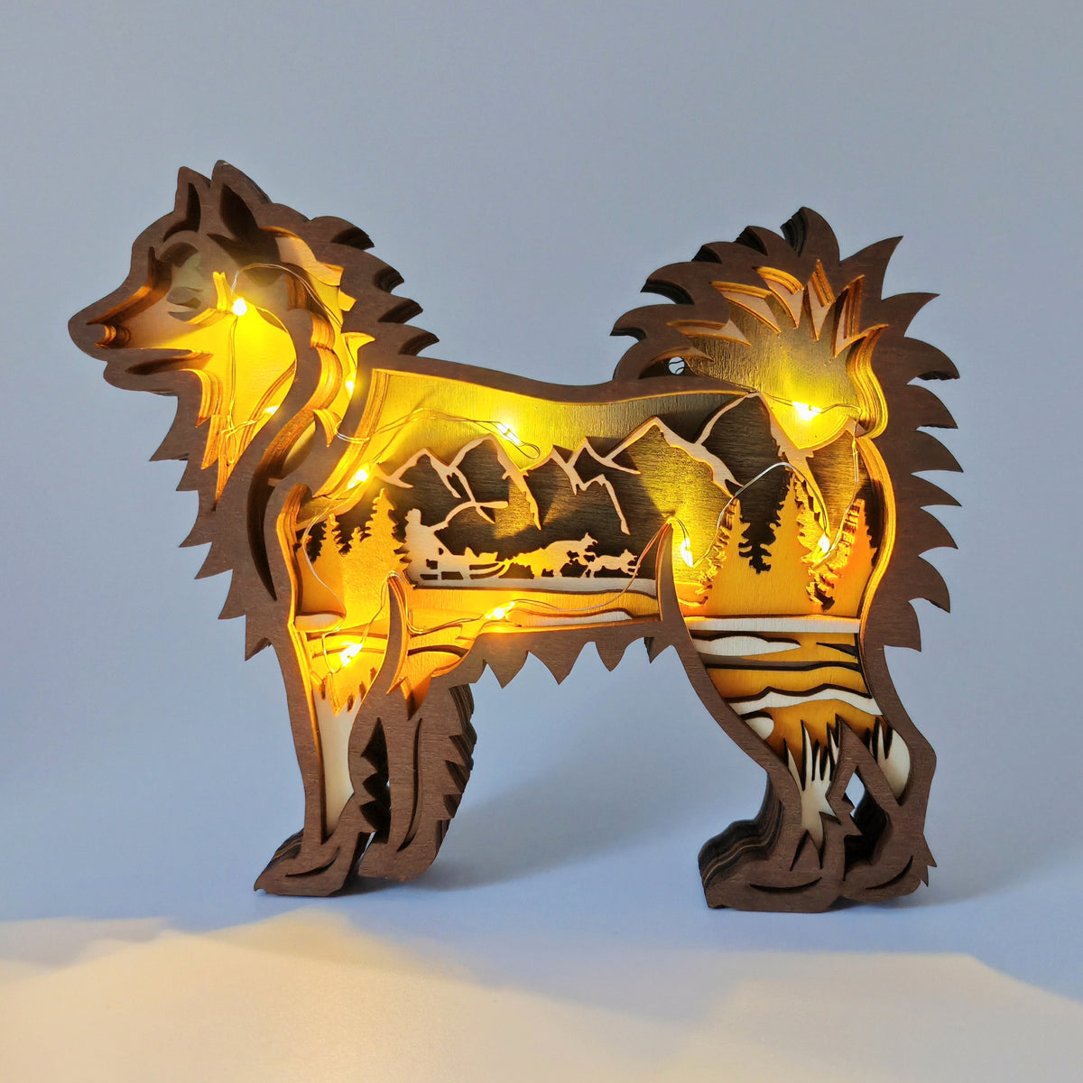 Sculpture chien de traîneau en bois