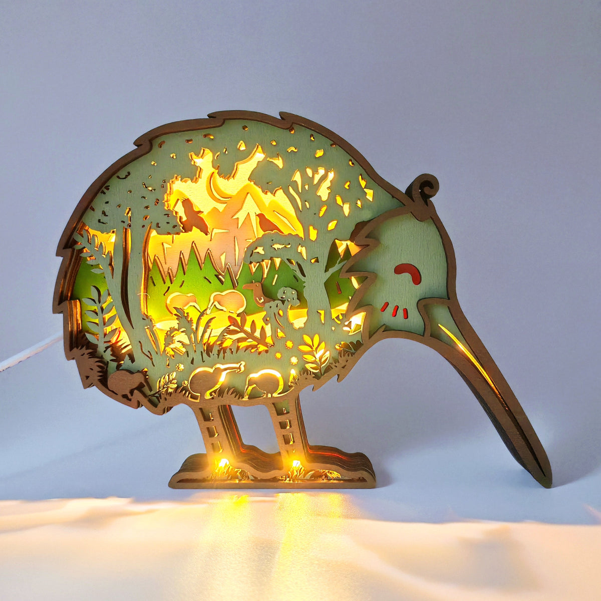 Lampe kiwi en bois - USB