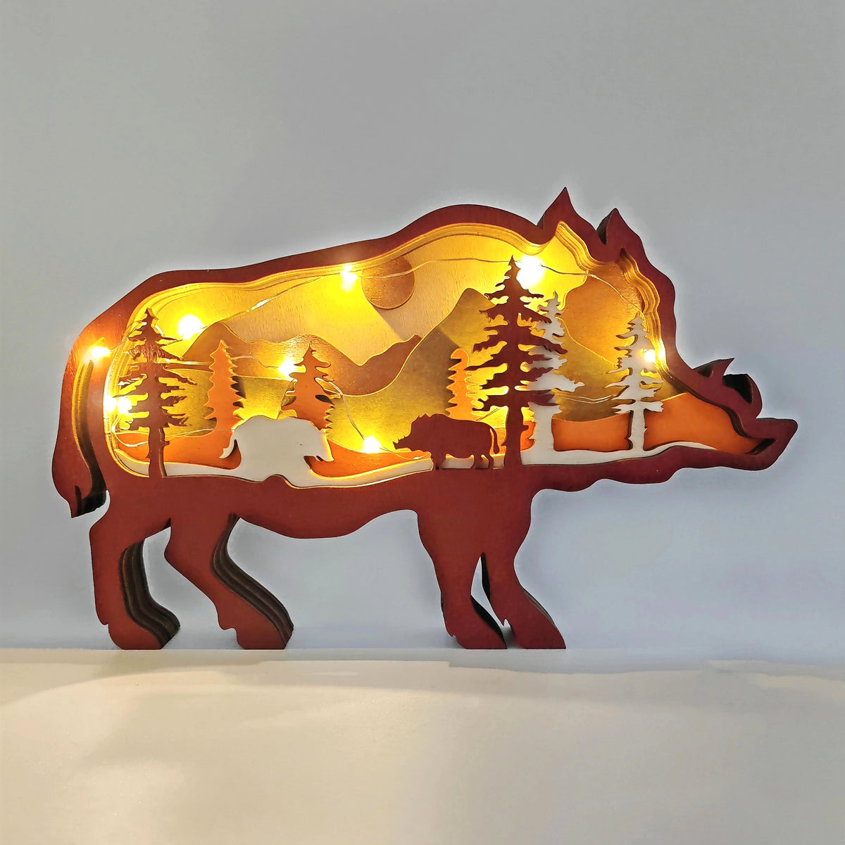 Sculpture sanglier en bois