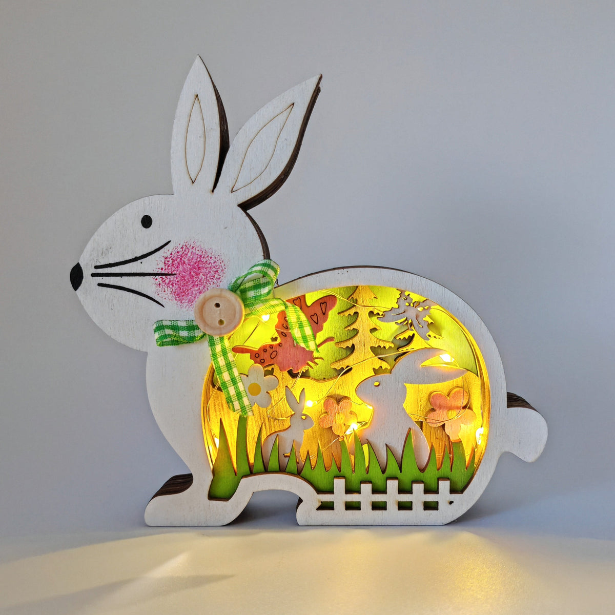 Sculpture lapin de Pâques en bois - Blanc
