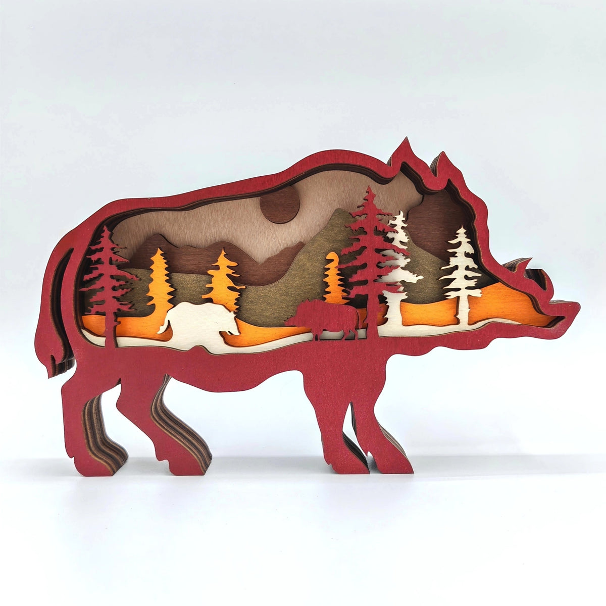 Sculpture sanglier en bois