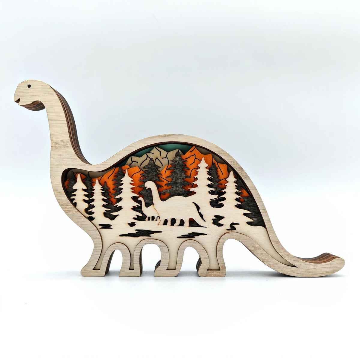 Sculpture brachiosaure en bois