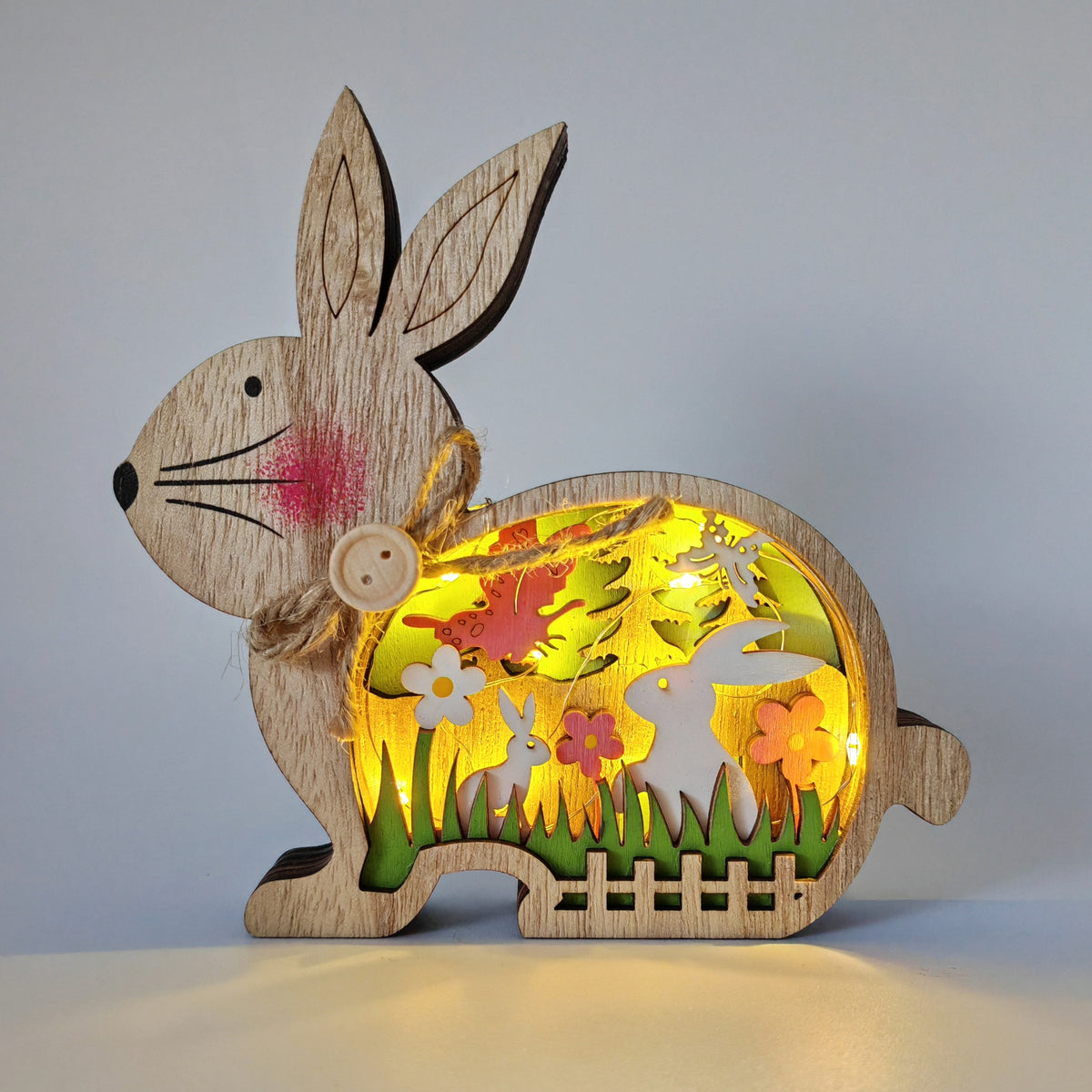 Sculpture lapin de Pâques en bois - Marron