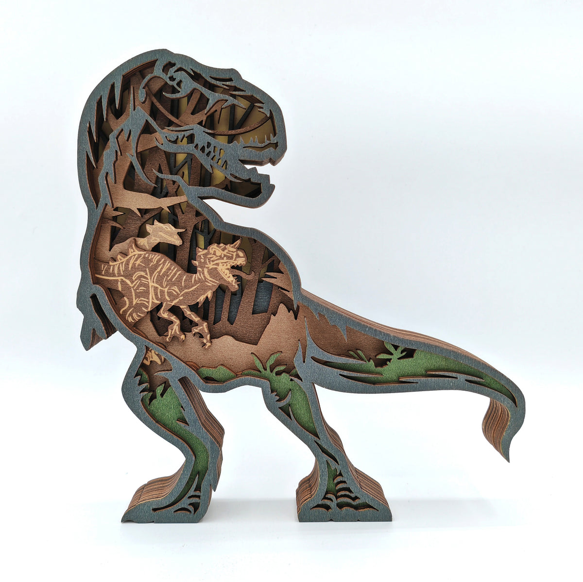 Sculpture grand T-Rex en bois