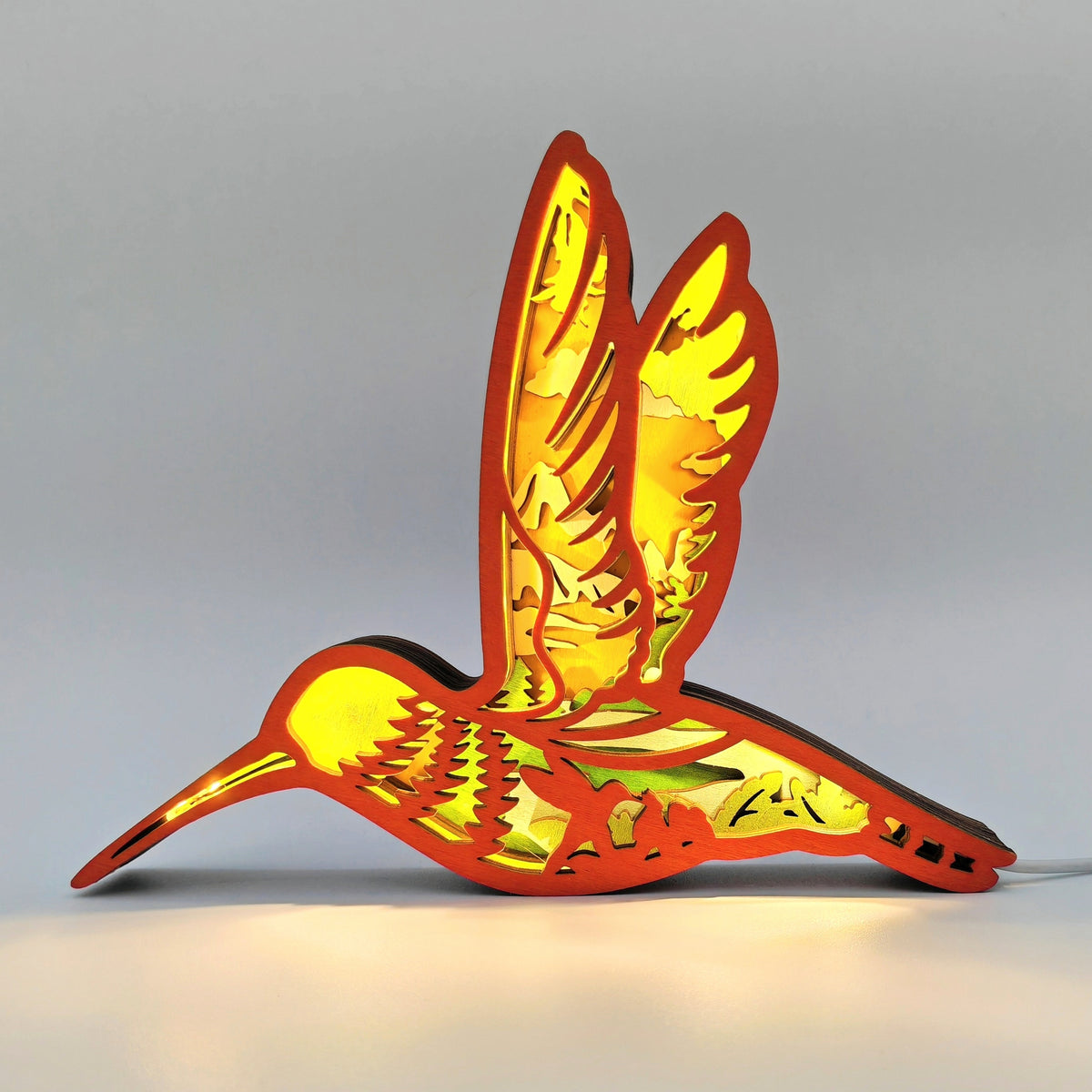 Lampe colibri en bois - USB