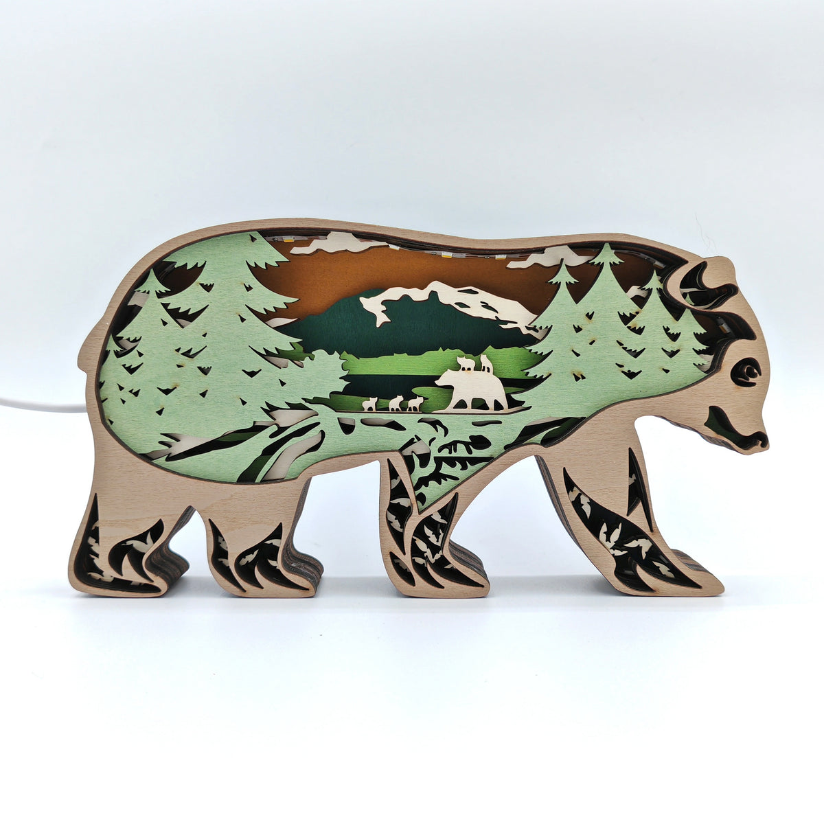 Lampe ours en bois - USB