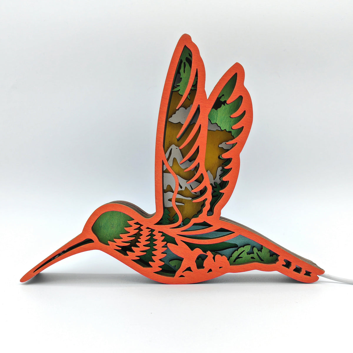 Lampe colibri en bois - USB