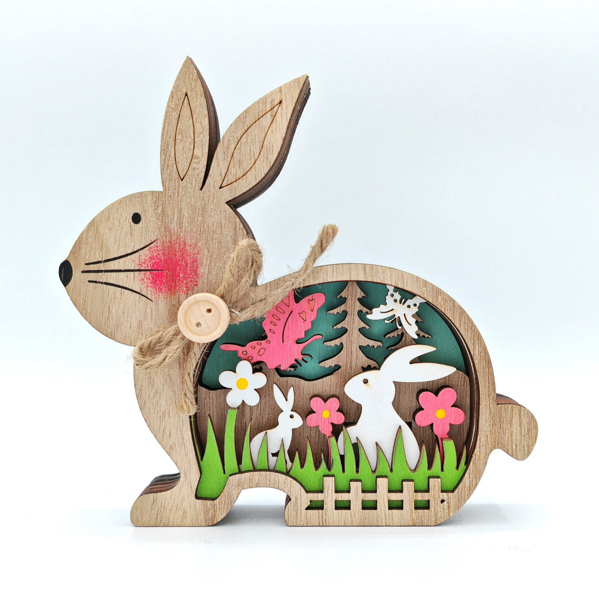 Sculpture lapin de Pâques en bois - Marron