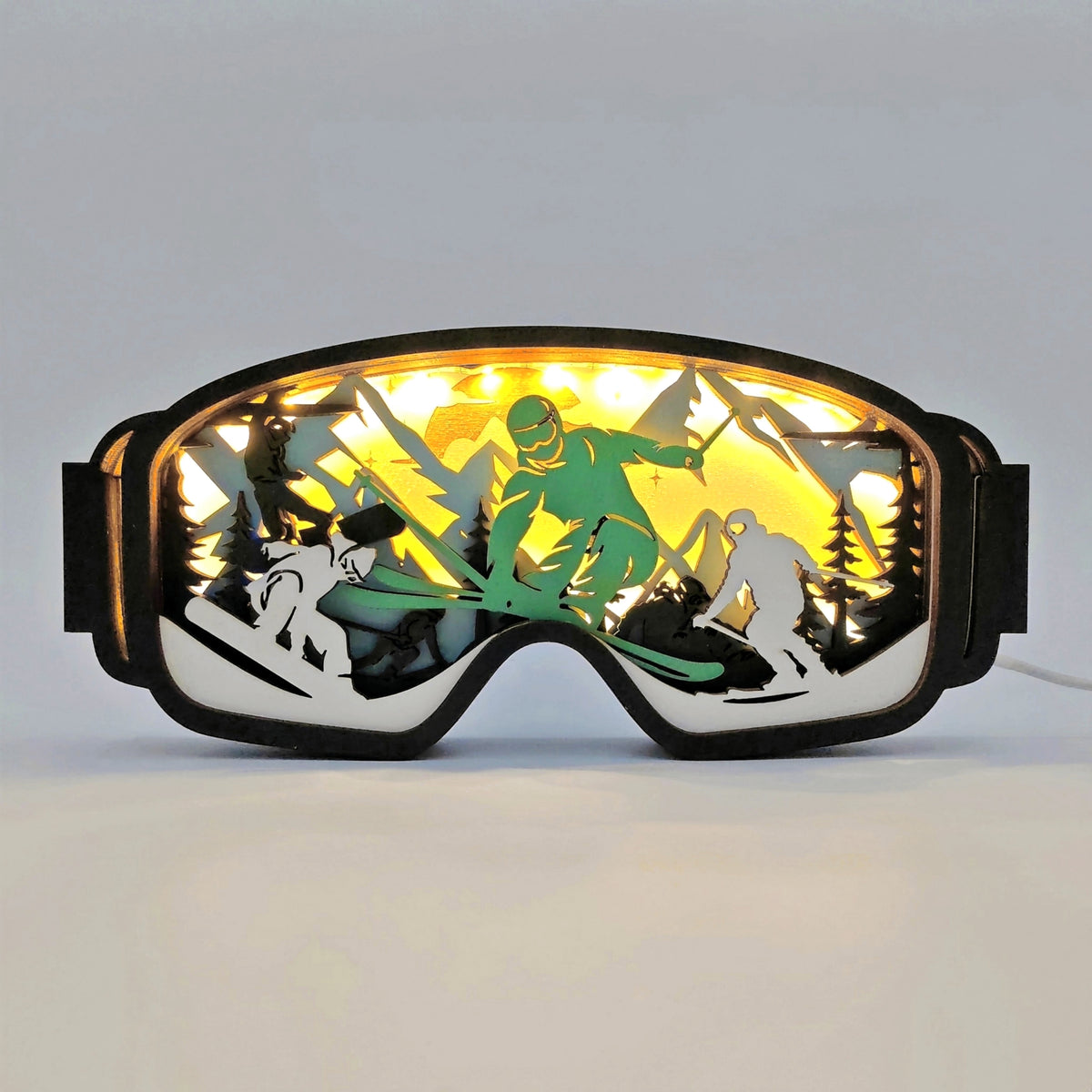 Lampe masque de ski en bois - USB