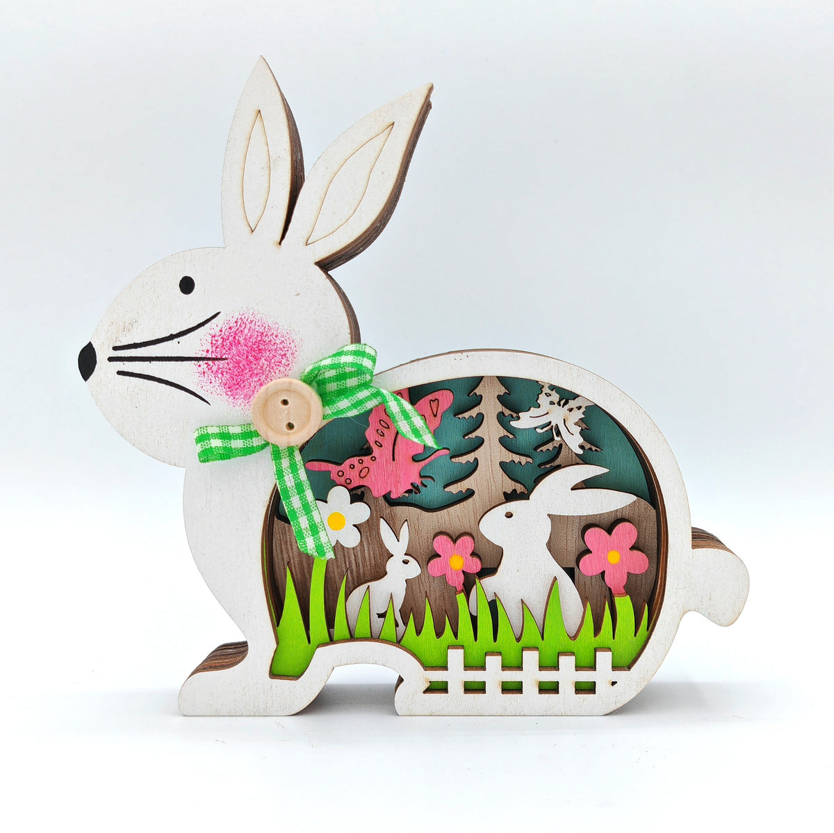 Sculpture lapin de Pâques en bois - Blanc