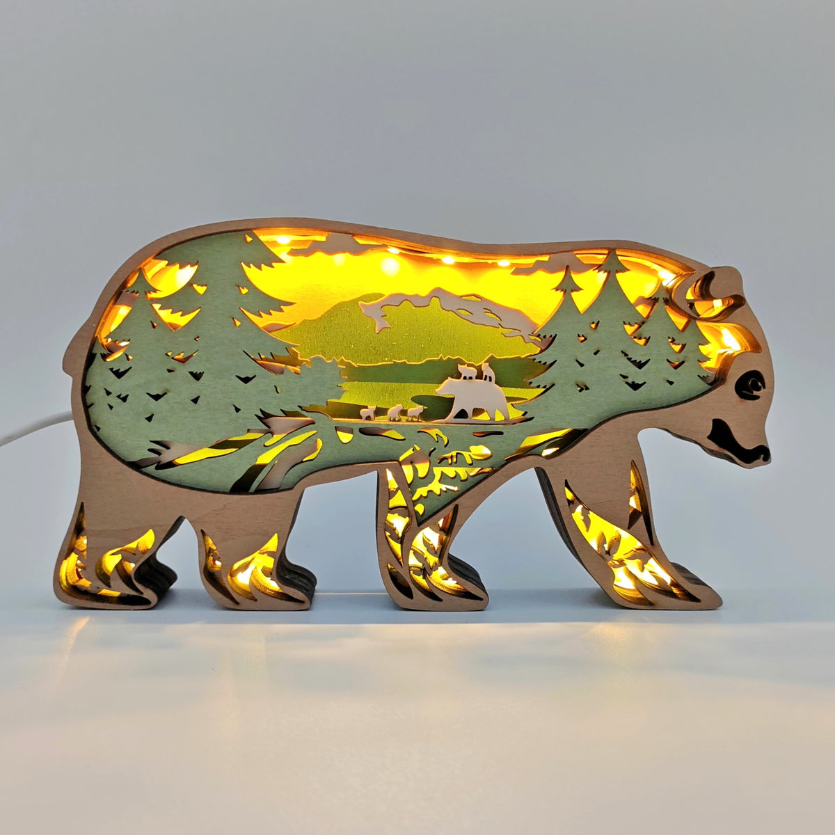Lampe ours en bois - USB
