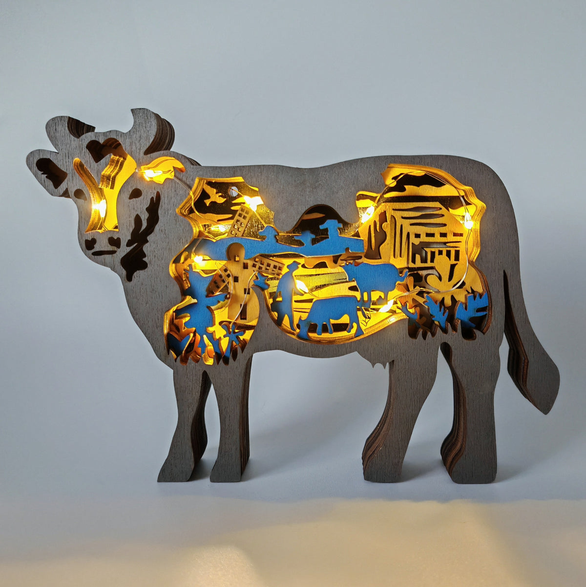 Sculpture vache en bois
