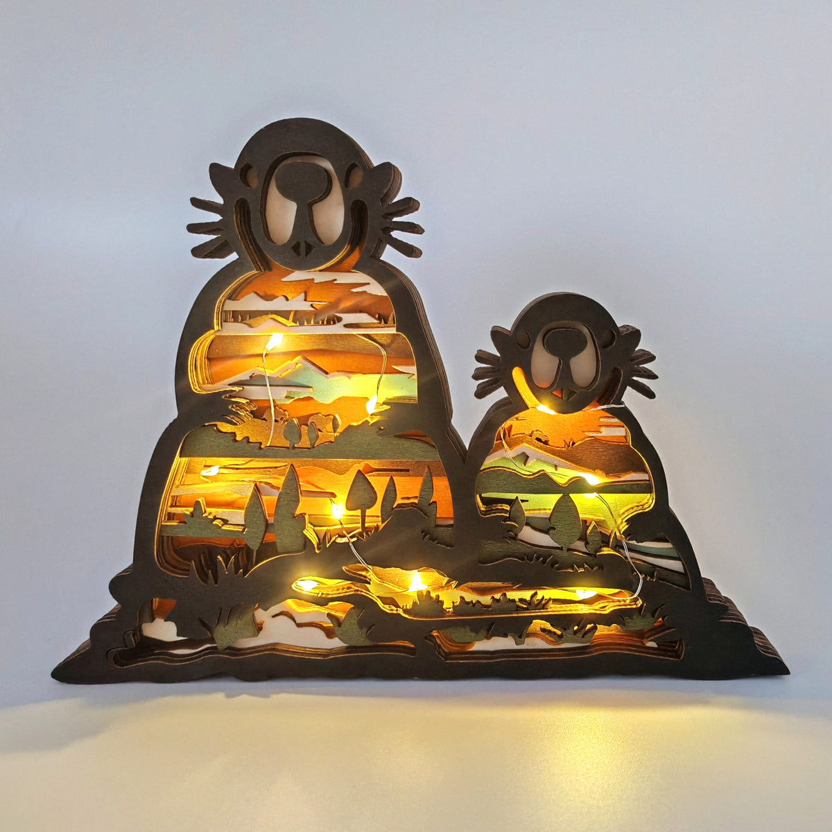 Sculpture marmottes en bois