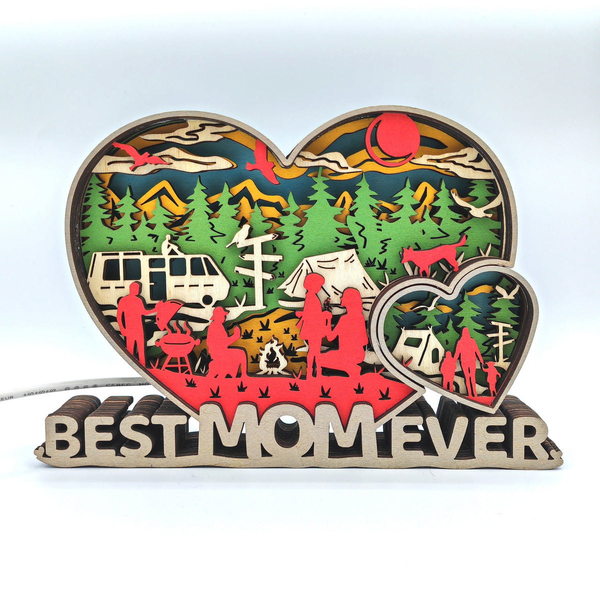 Lampe Best MOM Ever en bois - USB