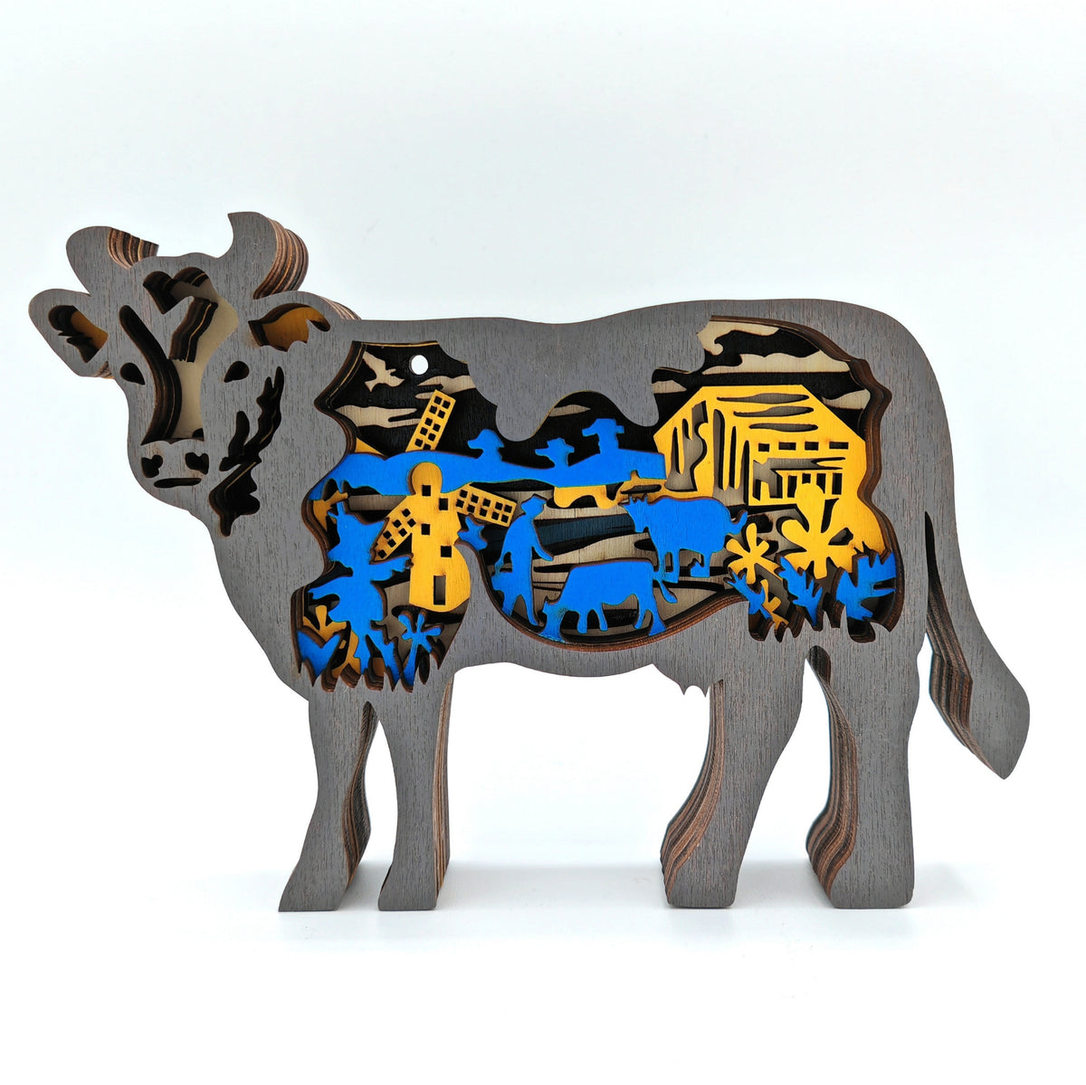 Sculpture vache en bois