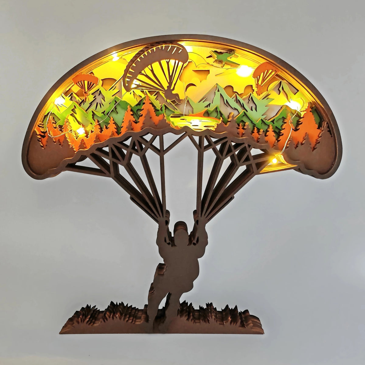 Sculpture parapente en bois